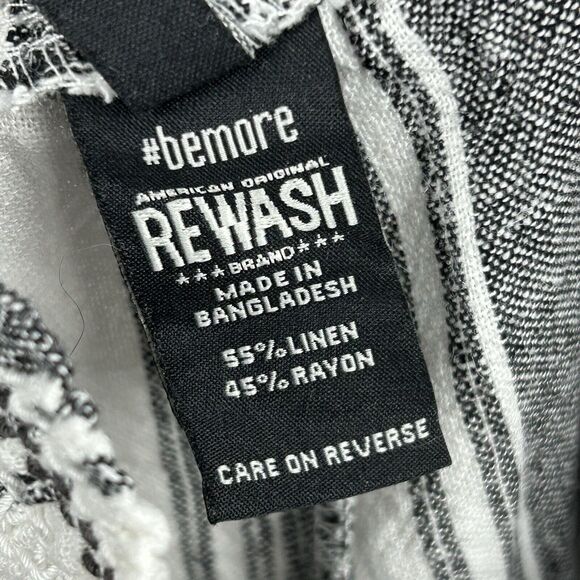 Rewash XS Gray White Striped Wide Legged Pants Pull On Linen Blend Casual Beach - Picture 7 of 8